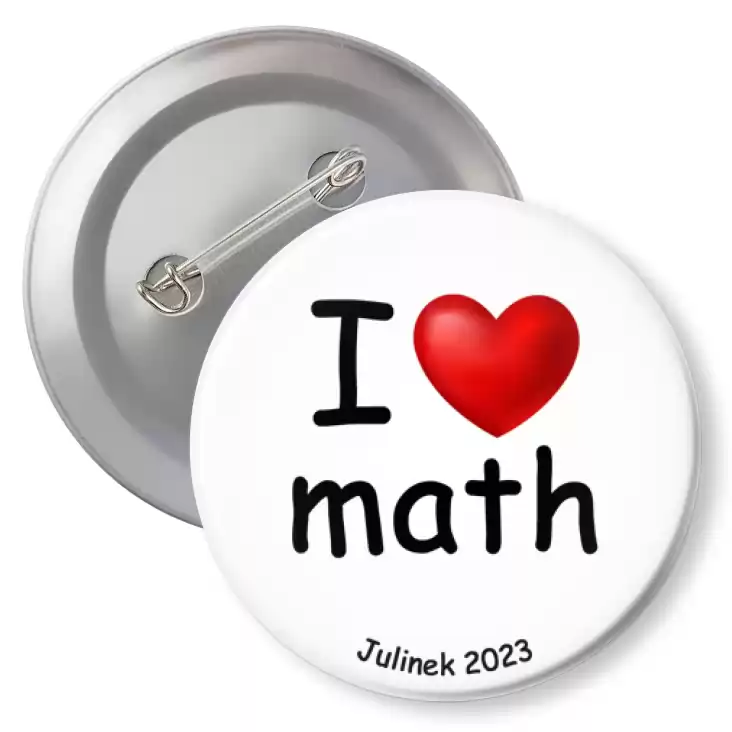 przypinka z agrafką I love math