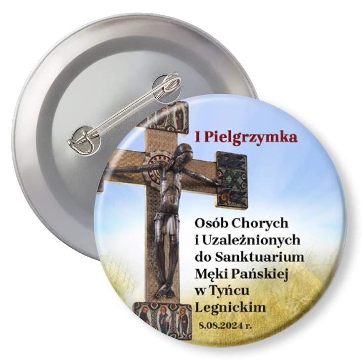 przypinka z agrafką I Pielgrzymka Osób Chorych i Uzależnionych 2024