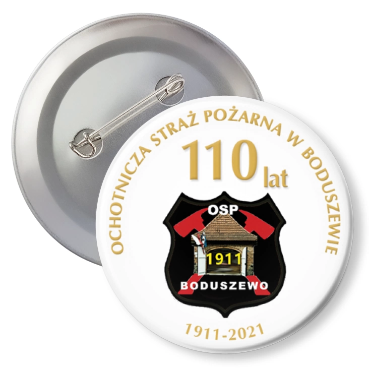 przypinka z agrafką Jubileusz 110 lat OSP Boduszewo