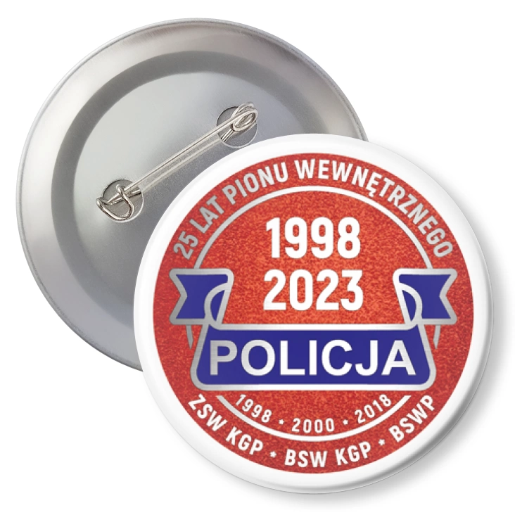 przypinka z agrafką Jubileusz 25 lat Pionu Wewnętrznego Policja