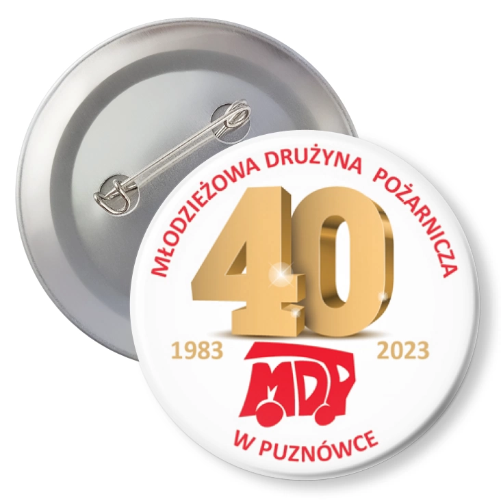 przypinka z agrafką Jubileusz 40 lat MDP