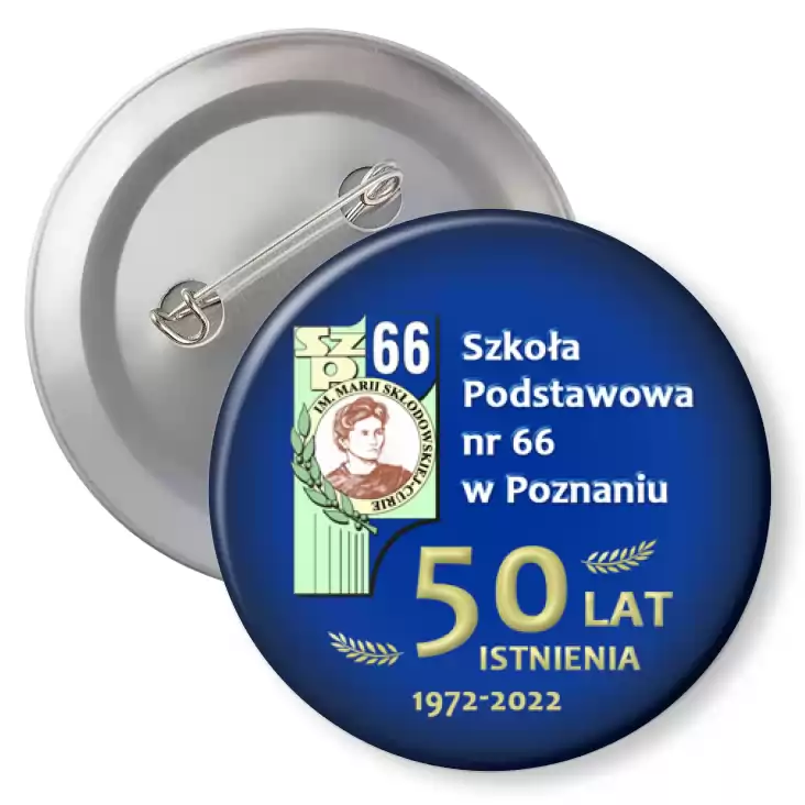 przypinka z agrafką Jubileusz 50-lecia istnienia SP 66 w Poznaniu