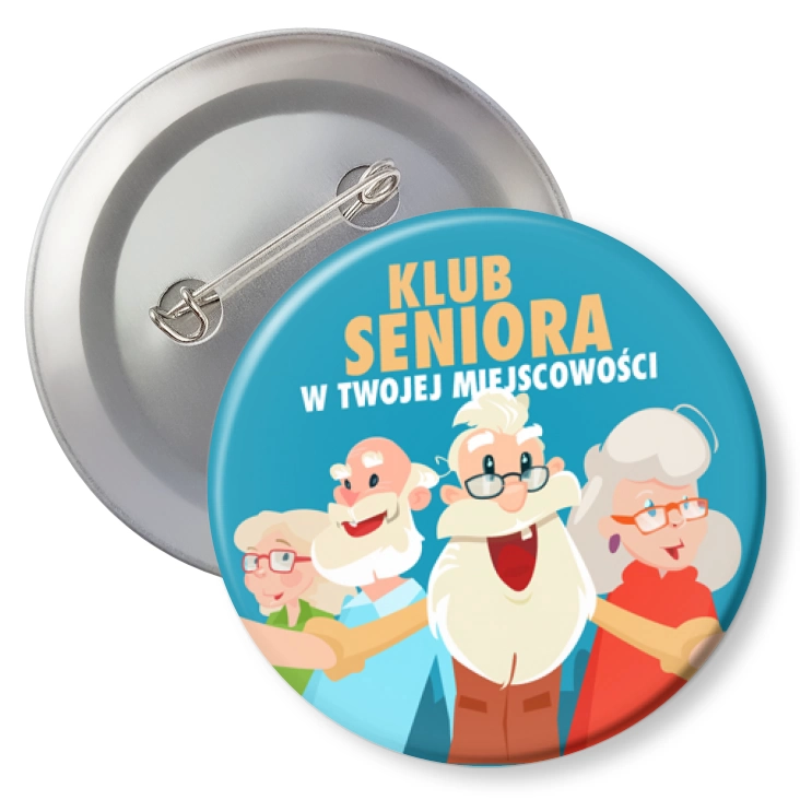 przypinkaKlub Seniora na niebieskim tle