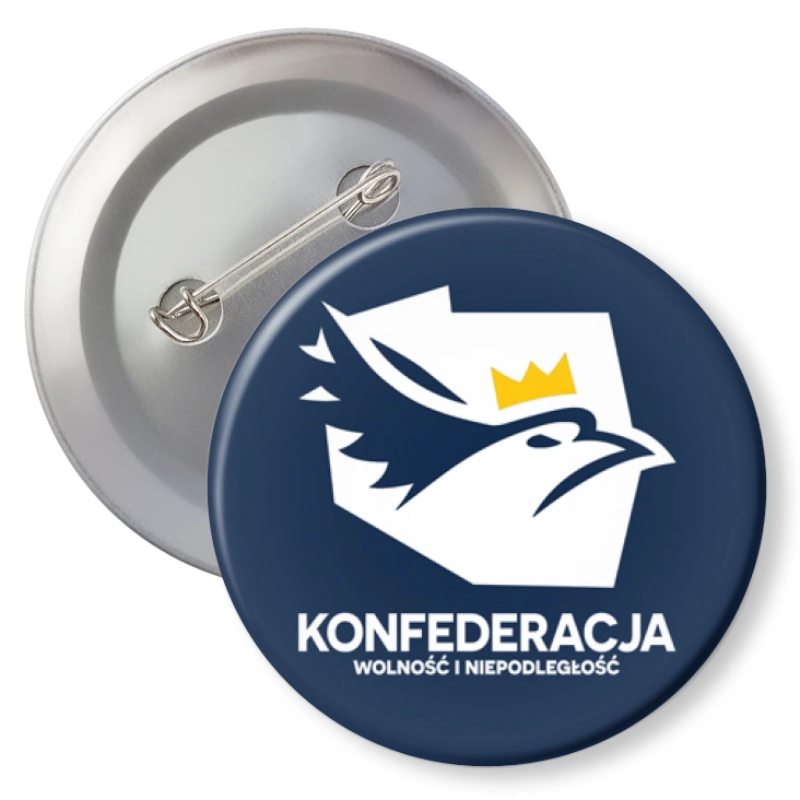 przypinka z agrafką Konfederacja logo w inwersji