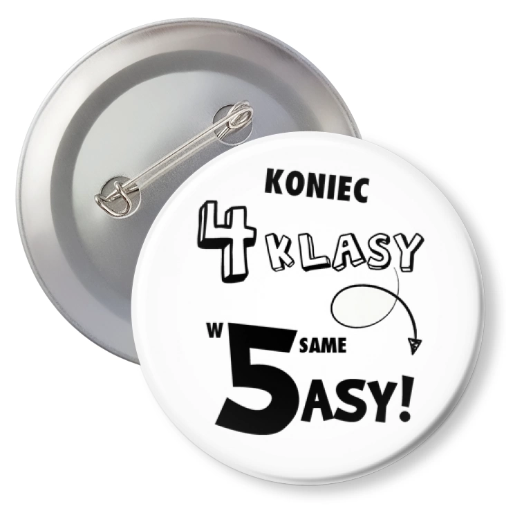 przypinka z agrafką Koniec 4 klasy