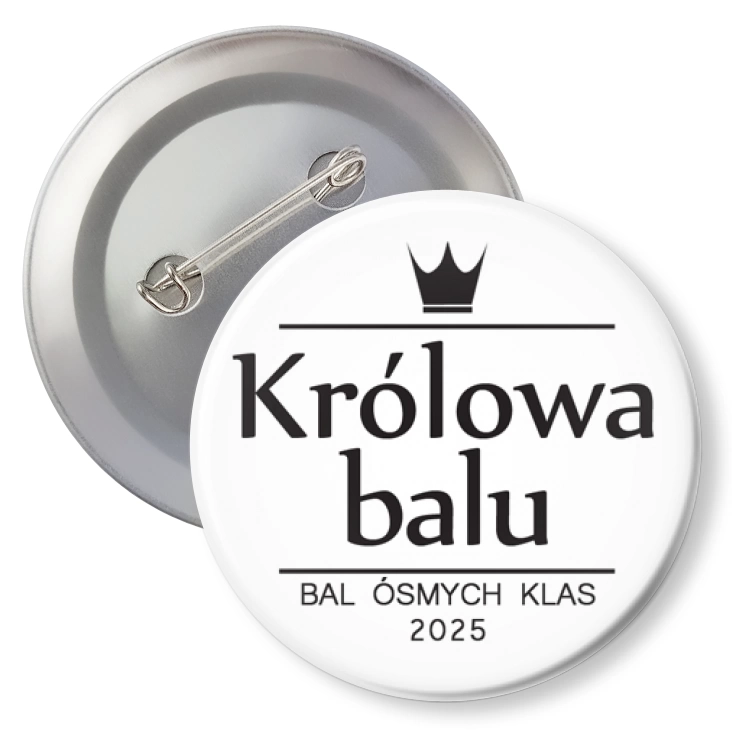 przypinka z agrafką Królowa Balu Ósmych Klas