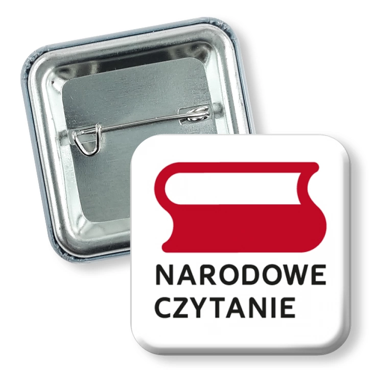 przypinka kwadrat Narodowe Czytanie logo