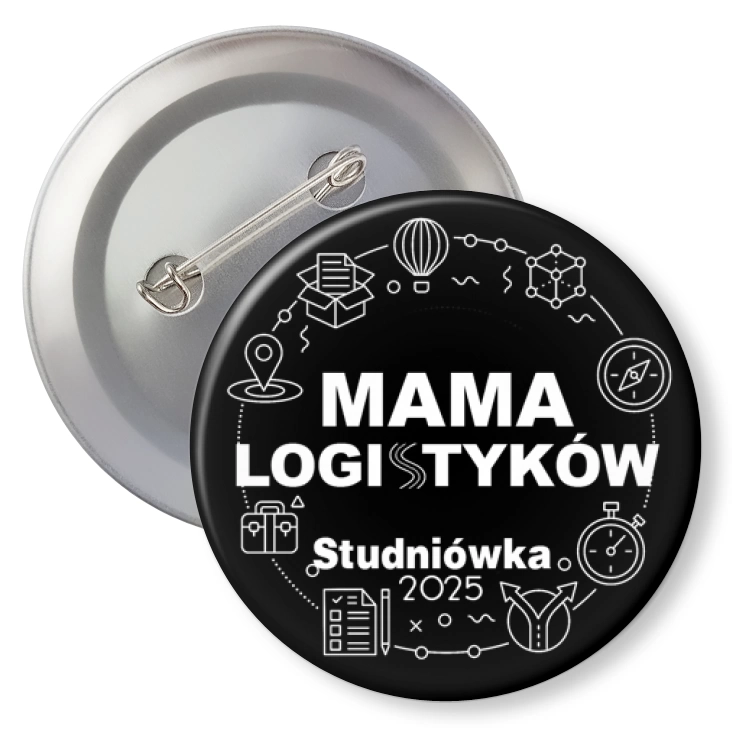 przypinka z agrafką Mama logistyków studniówka