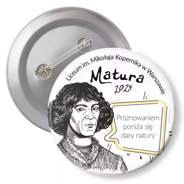 przypinka z agrafką Matura Mikołaj Kopernik