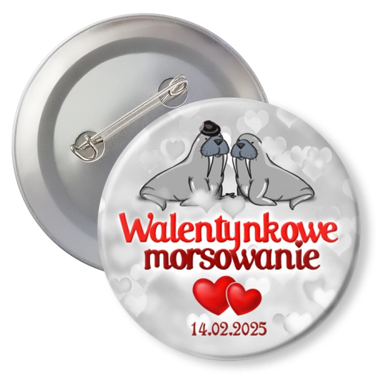przypinkaMorsowanie w walentynki na szarym tle