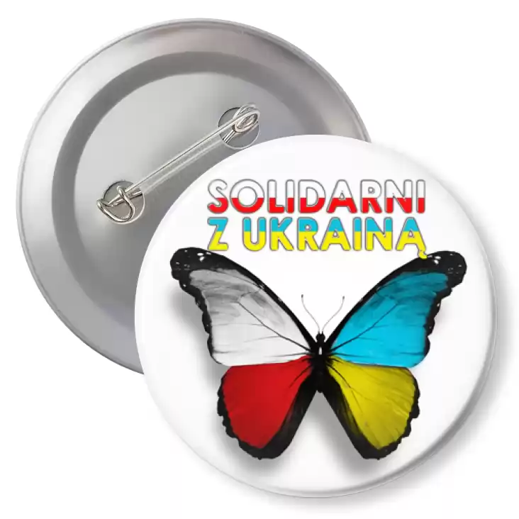 przypinka z agrafką Solidarni z Ukrainą