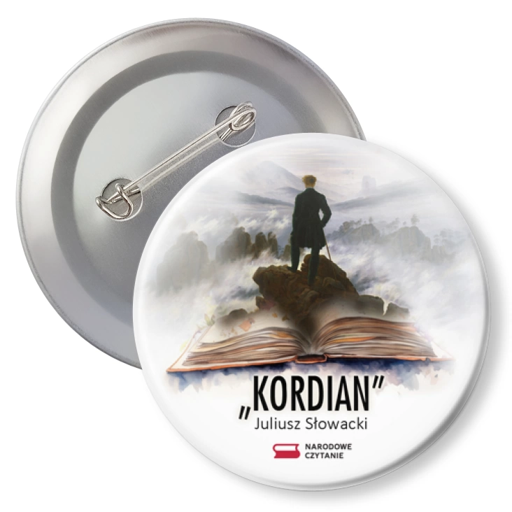 przypinkaNarodowe Czytanie 2024 Kordian książka z wędrowcem