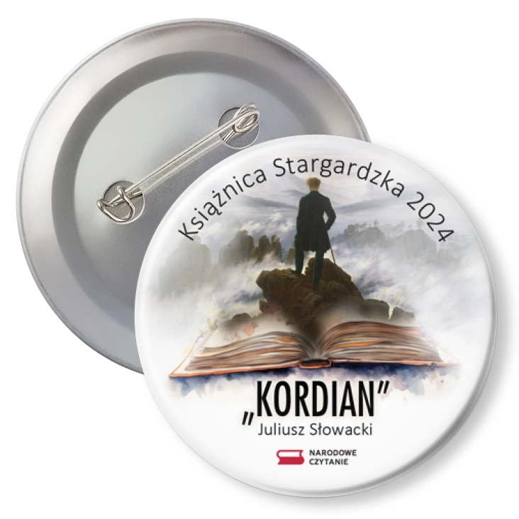 przypinka z agrafką Narodowe Czytanie Książnica Stargardzka