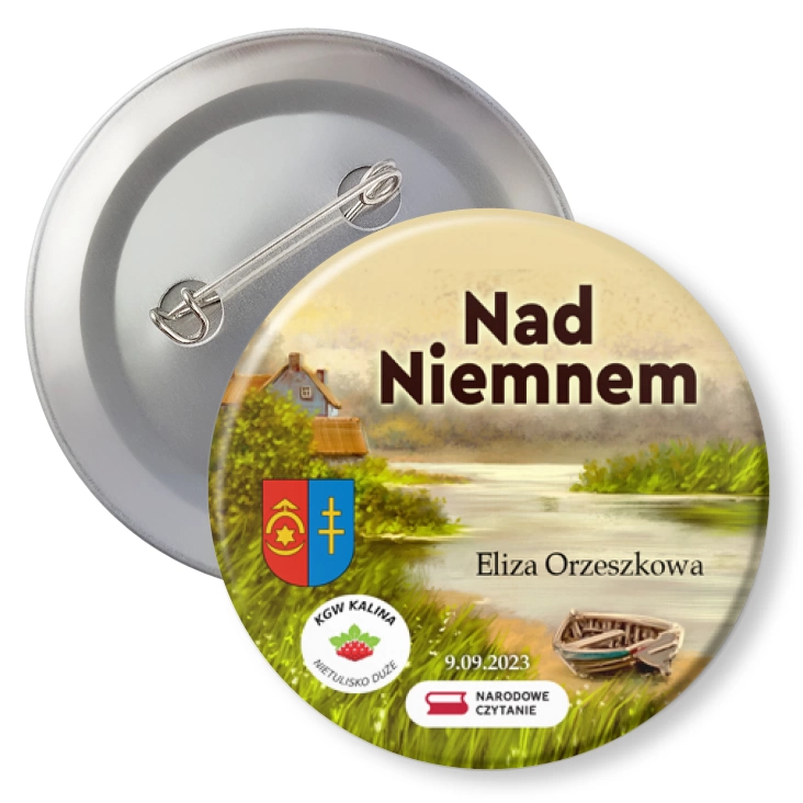 przypinka agrafka Narodowe Czytanie Nad Niemnem w Ostrowcu Świętokrzyskim