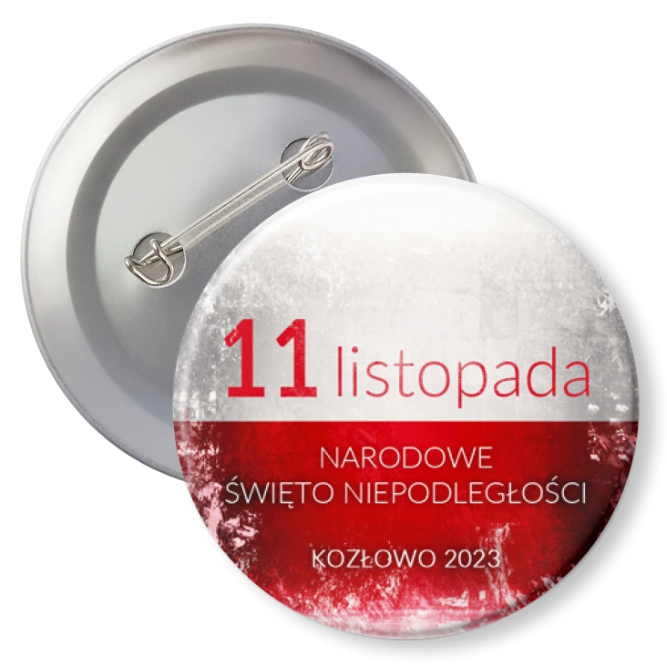przypinka agrafka Narodowe Święto Niepodległości Kozłowo 2023