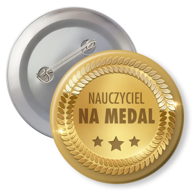 przypinka z agrafką Nauczyciel na medal