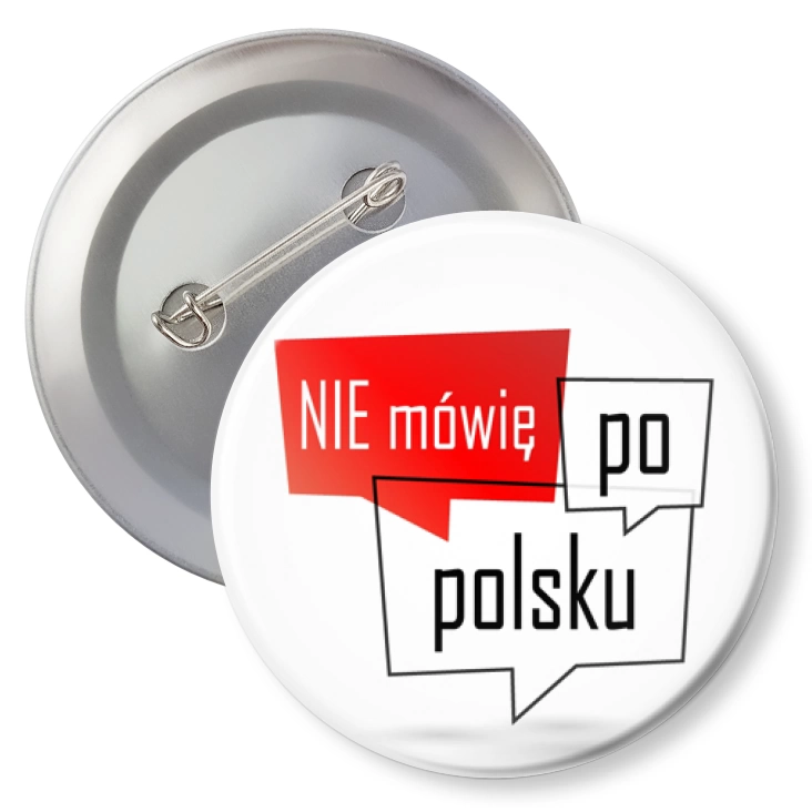 przypinka z agrafką Nie mówię po polsku