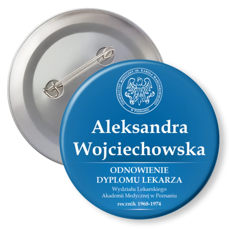 przypinka agrafka Odnowienie dyplomu lekarza Akademii Medycznej w Poznaniu