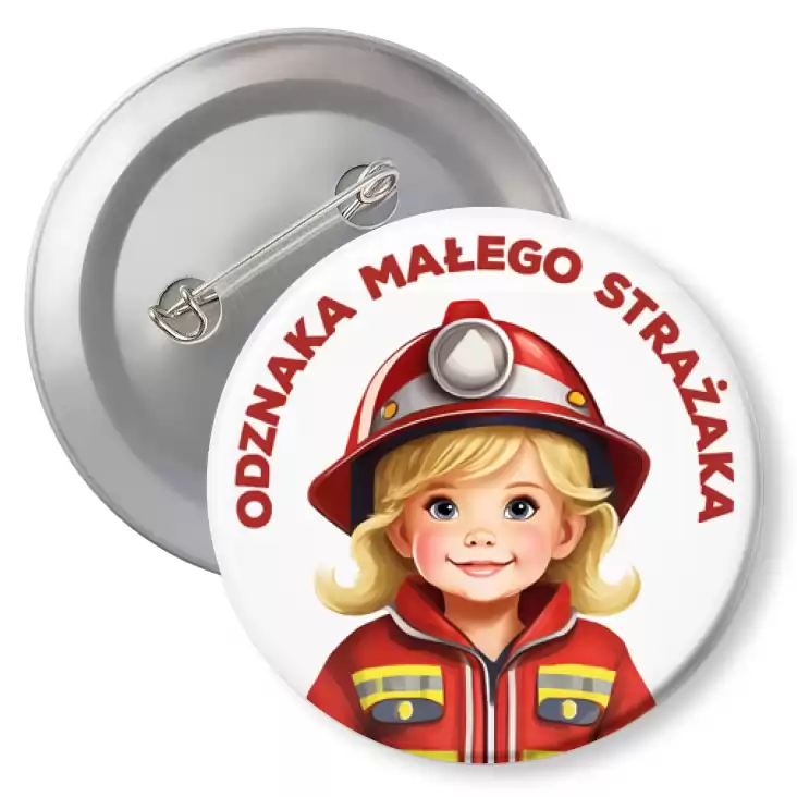 przypinka z agrafką Odznaka Małego Strażaka dziewczynka strażak