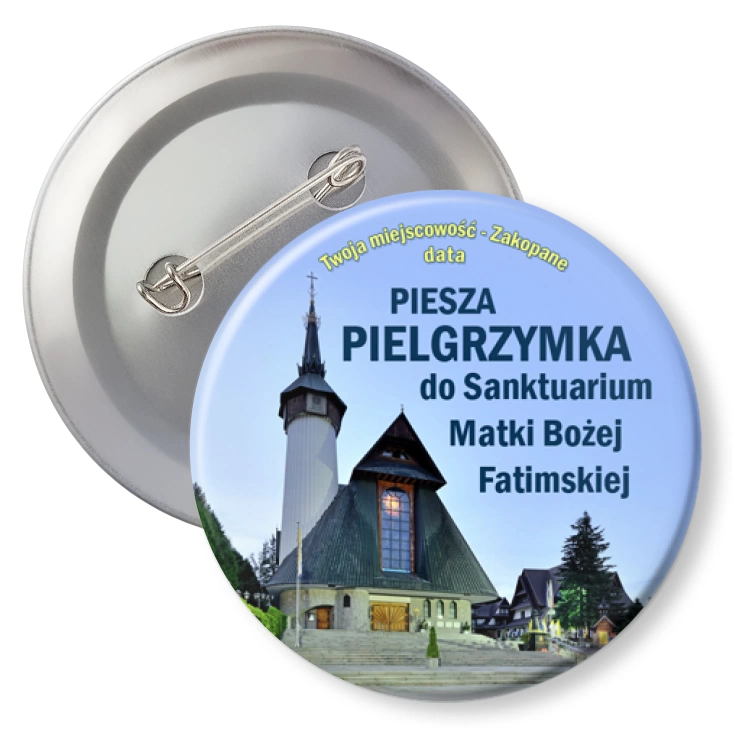 przypinka z agrafką Pielgrzymka do Sanktuarium Matki Bożej Fatimskiej w Zakopanem