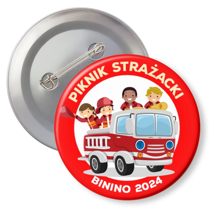 przypinka z agrafką Piknik Strażacki Binino 2024