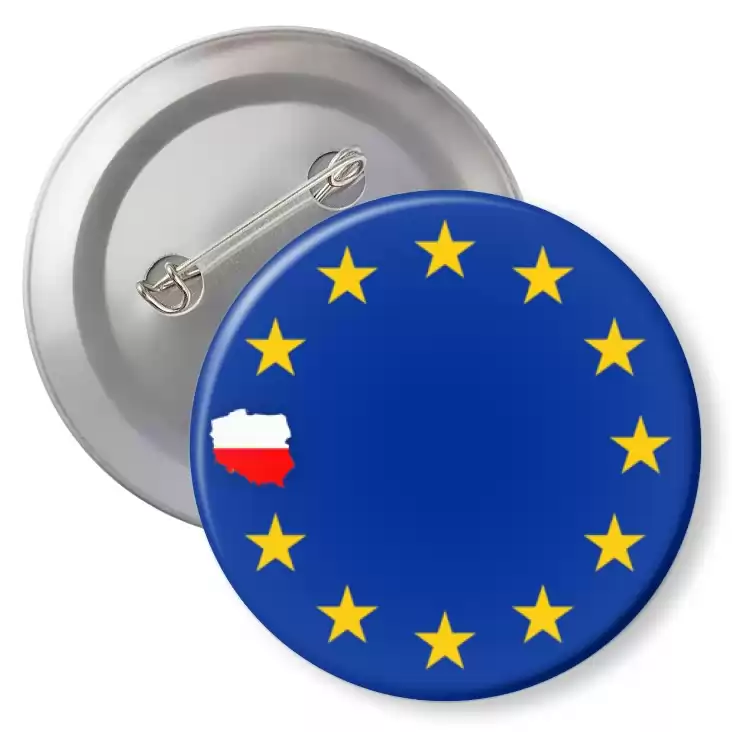 przypinka z agrafką Polska jako gwiazdka Unii Europejskiej