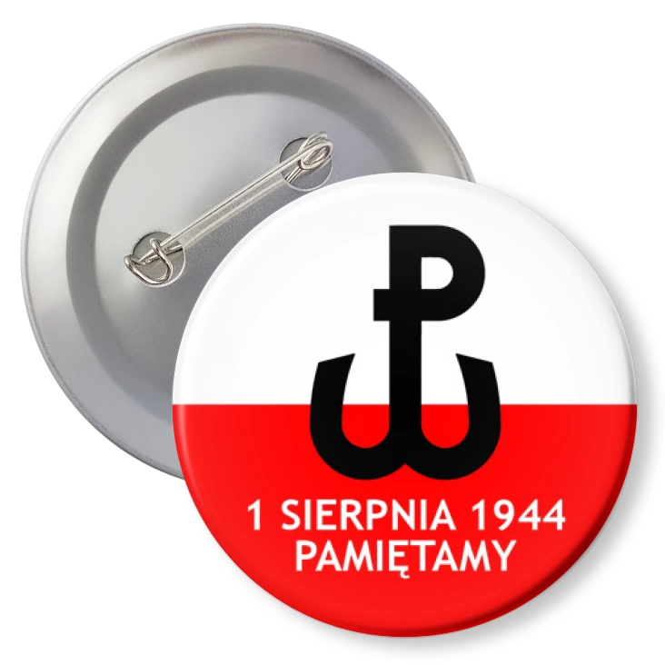 przypinkaPowstanie Warszawskie Pamiętamy biało-czerwone tło