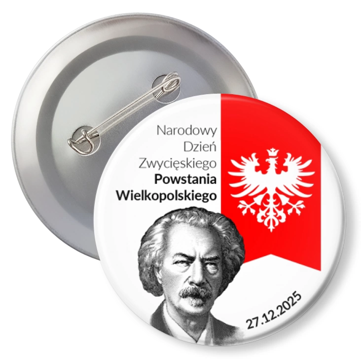 przypinka z agrafką Powstanie Wielkopolskie Paderewski