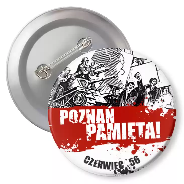 przypinka z agrafką Poznań pamięta Czerwiec 56