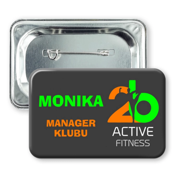 przypinka prostokąt agrafka 2B Active Fitness