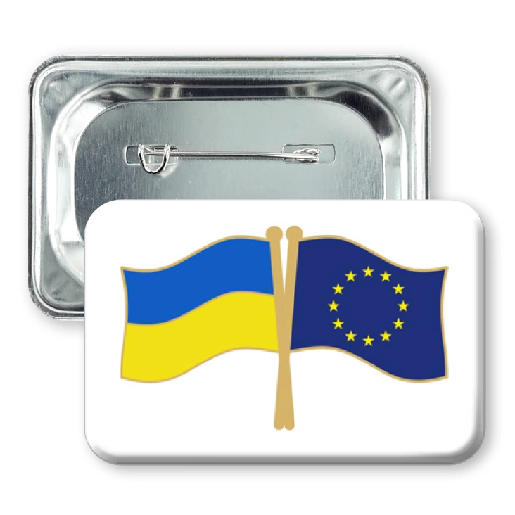 przypinka prostokątFlagi Ukrainy i Unii Europejskiej