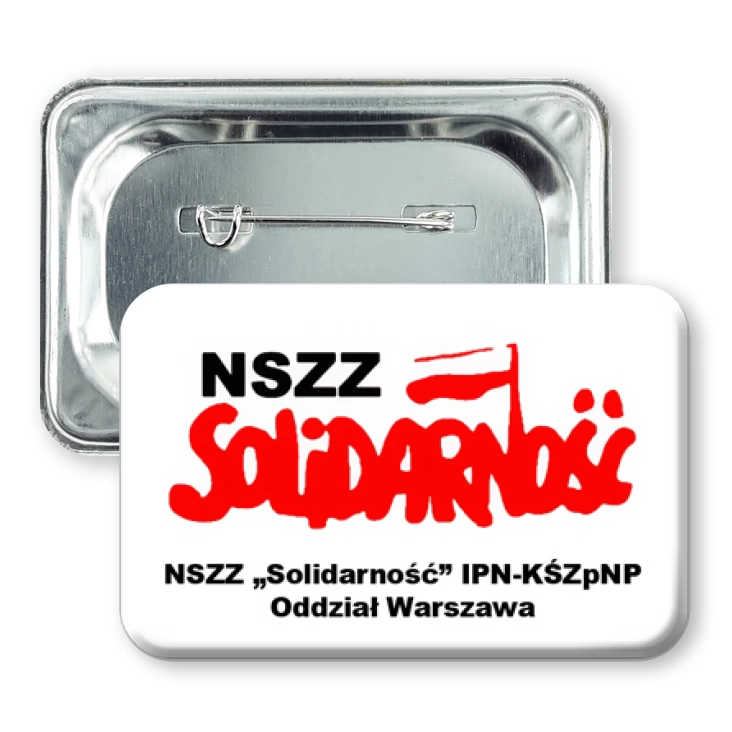 przypinka prostokąt agrafka NSZZ Solidarność