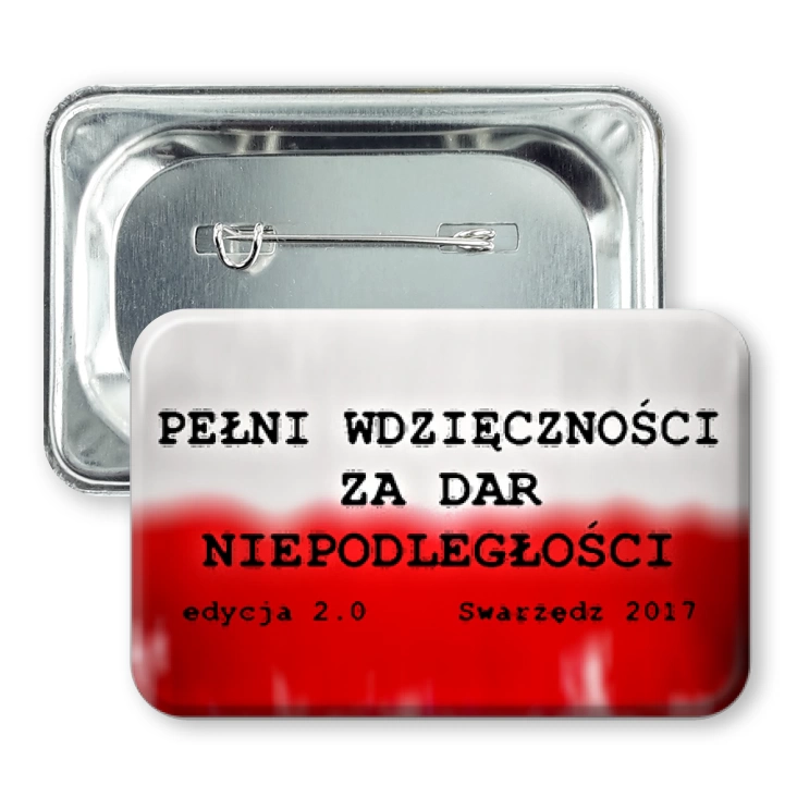 przypinka prostokąt agrafka Pełni wdzięczności