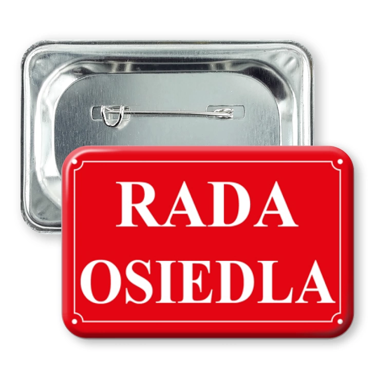 przypinka prostokąt agrafka Plakietka Rada Osiedla