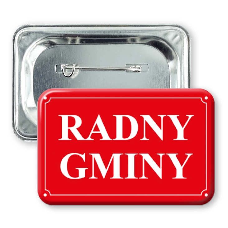 przypinka prostokątPlakietka Radny Gminy