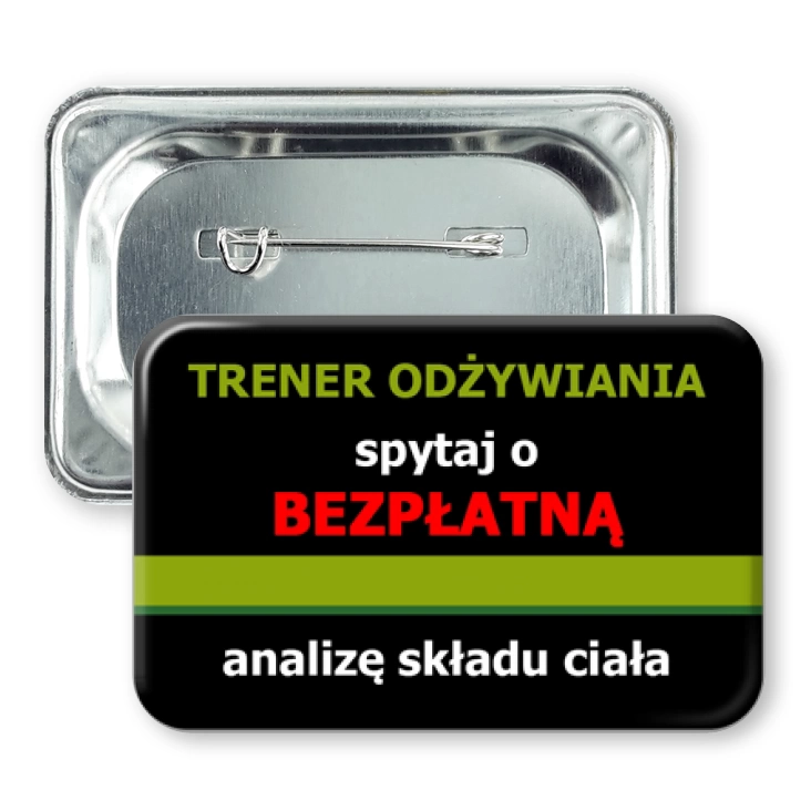 przypinka prostokąt Trener odżywiania 2