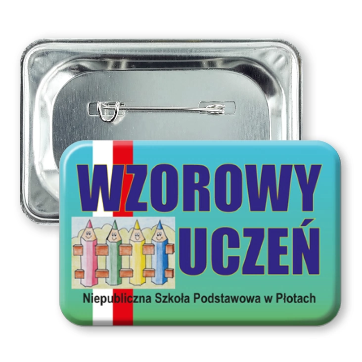 przypinka prostokąt Wzorowy Uczeń