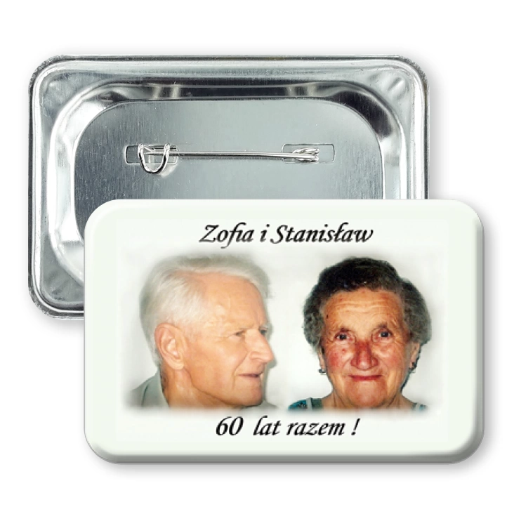 przypinka prostokąt agrafka Zofia i Stanisław