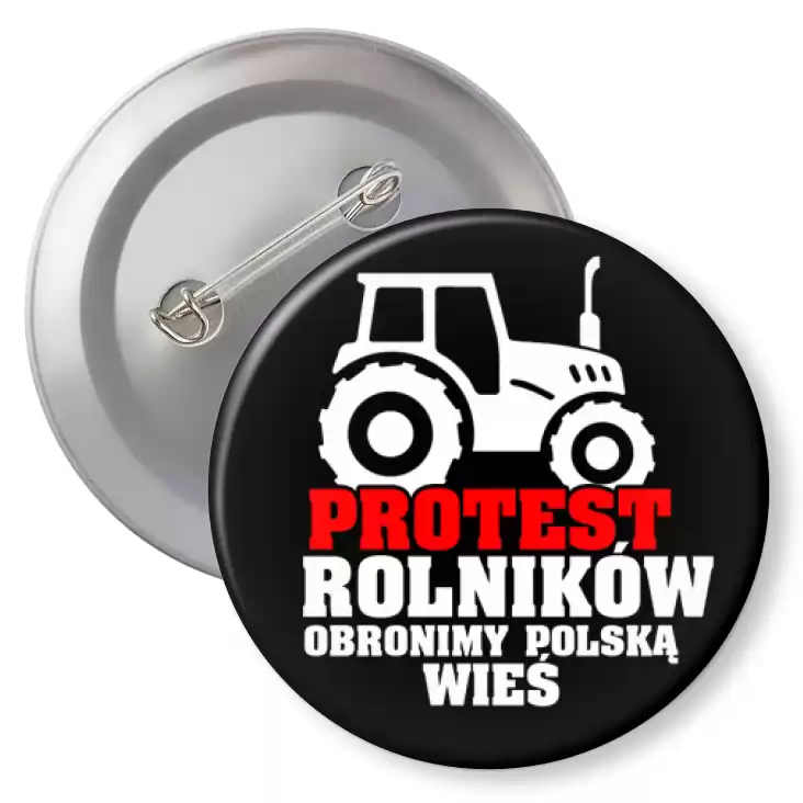 przypinka z agrafką Protest rolników Obronimy polską wieś