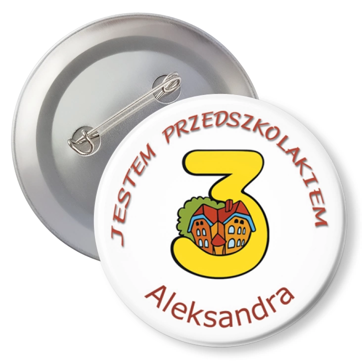 przypinka agrafka Przedszkole Wesoła Trójeczka z imionami