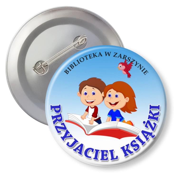 przypinka agrafka Przyjaciel książki Biblioteka w Zarszynie