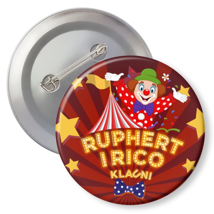 przypinka z agrafką Ruphert i Rico Klauni Show