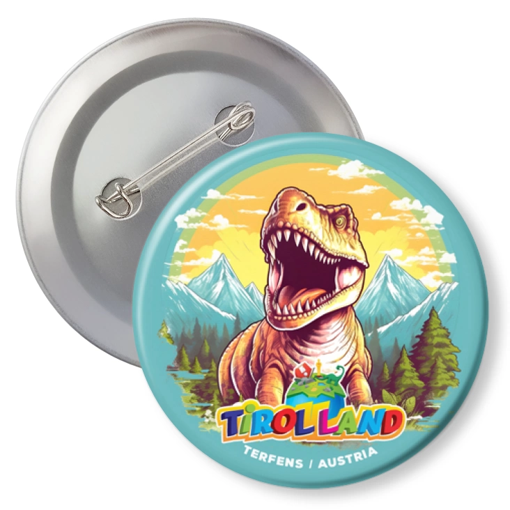 przypinka agrafka Rysunkowy tyranozaur Tirolland
