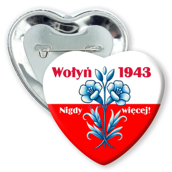 przypinka serceWołyń nigdy więcej