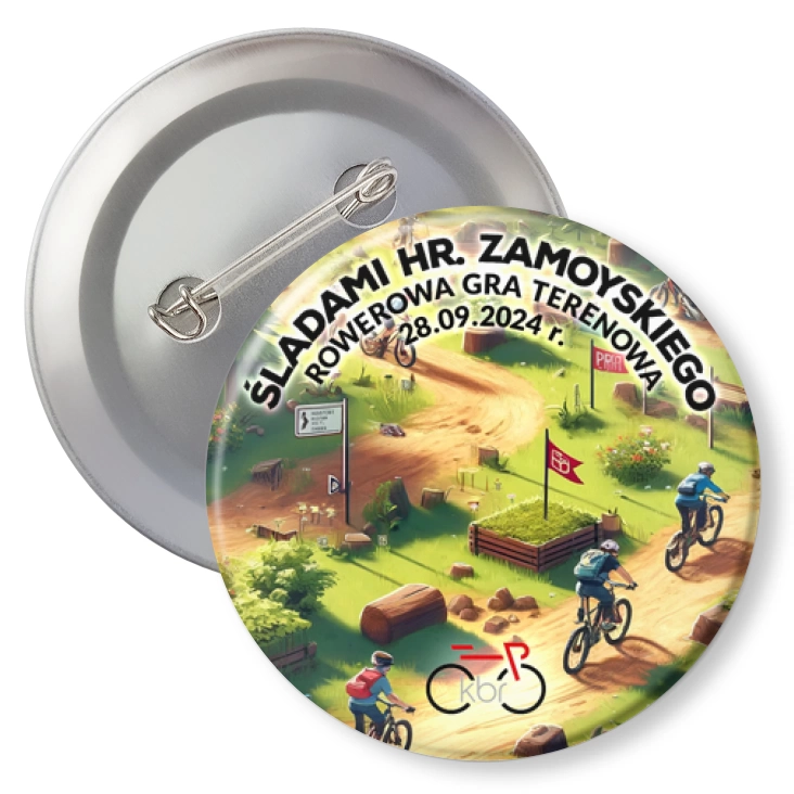 przypinka z agrafką Śladami hr. Zamoyskiego - rowerowa gra terenowa