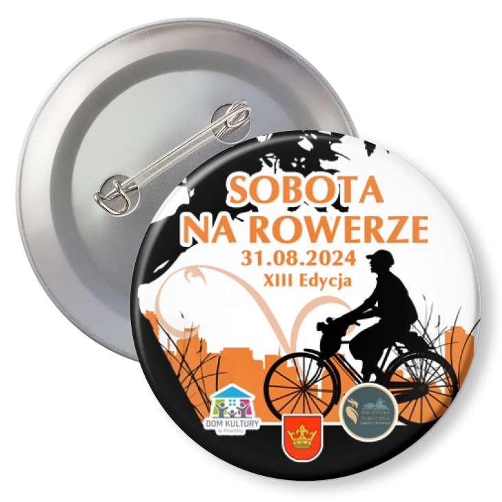 przypinka z agrafką Sobota na rowerze w Powidzu