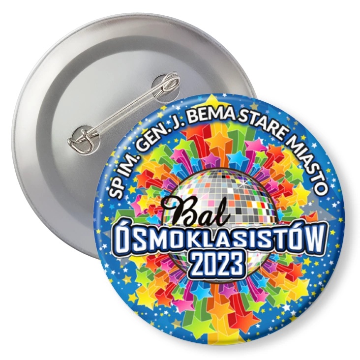 przypinka z agrafką SP Stare Miasto Bal Ósmoklasistów 2023