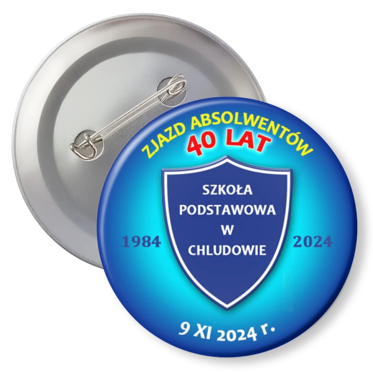 przypinka z agrafką SP w Chludowie Zjazd Absolwentów