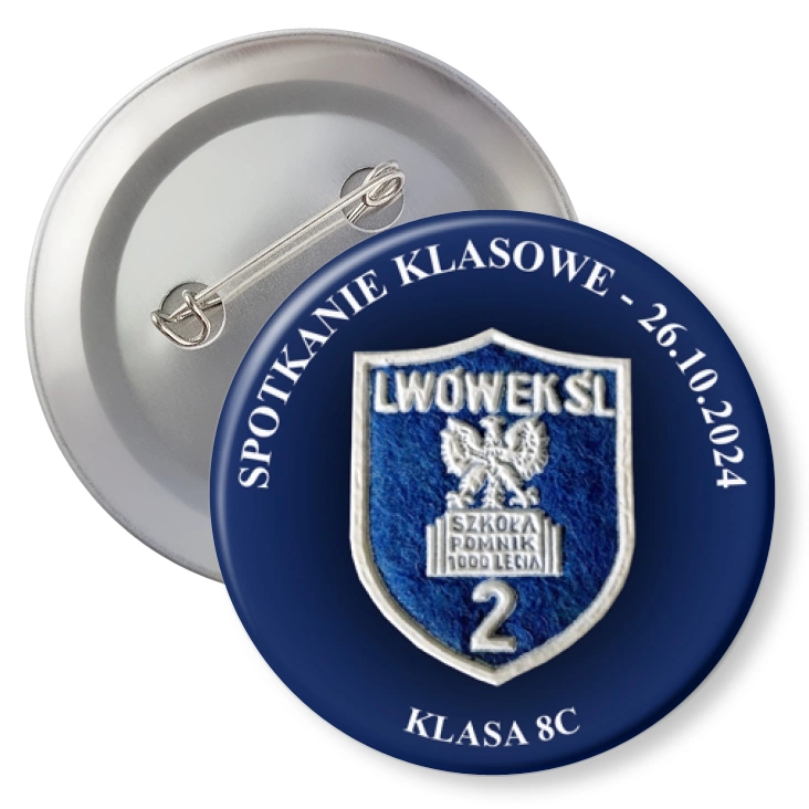 przypinka z agrafką Spotkanie klasowe 8c Lwówek Śląski