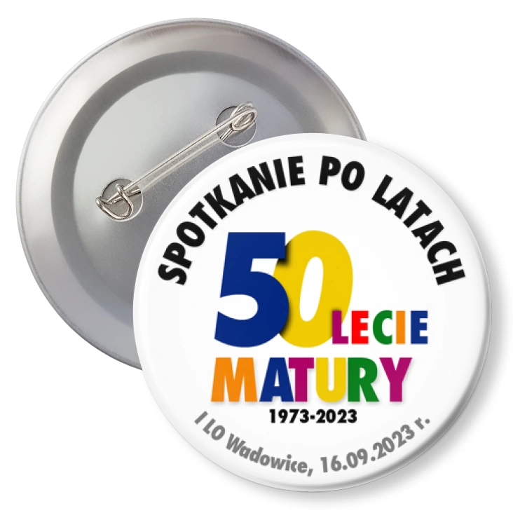 przypinka z agrafką Spotkanie po latach 50-lecie matury